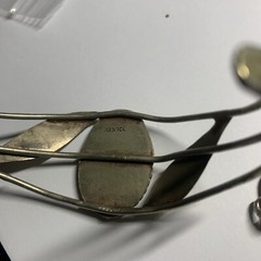 Vintage Cuff Bracelet Shell Gem Modernist Mexico Solid Silver Art Deco Handmade