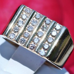 14k yellow gold ring 0.60ct natural diamond size 9 vintage handmade 7.9gr