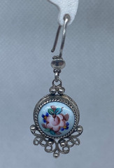 Vintage earrings. USSR porcelain. Hand painted. Enamel.Russian. Finift . 7.36 g.