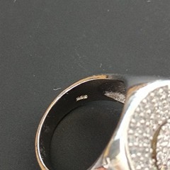 Chunky Statement Ring Sterling Silver Dome Pave CZ Cocktail 9.25 Bold Modernist