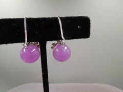 Sterling Silver Flower Lavender Jade & Amethyst 11.4mm Earrings