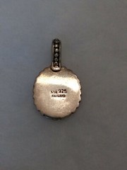 Vintage Silver and Black Onyx Pendant Marked 925 Thailand