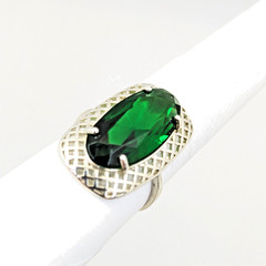 Vintage Luxury RING Silver 925 with Chic Big Bright Stone -size: 9US (19mm)| #53