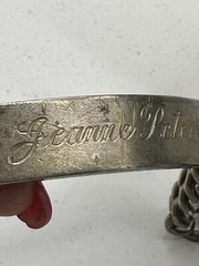 Sterling Silver Vintage Identity ID Bracelet, “Jeanne Petersen” 8-inch Curb