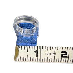 Modernist Clear Lucite Ring Blue Glitter Rhinestone Size 8 Chunky Post Modern