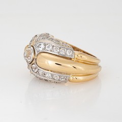 40s Portuguese 2.50ct Diamond Ring 19k Yellow Gold Platinum Band Sz 6.5 Jewelry