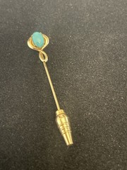 Vintage Gold Filled Stick Pin with Blue Oval Cabochon Women’s Hat/Lapel Brooch