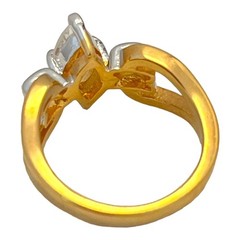 Vintage 1970s Vargas Marquise CZ Ring 18KT Gold Plate Two Tone Size 7 – 5T