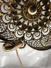 Gold Over Sterling Silver Portuguese Filigree Heart Pendant 4.5cm Necklace JB12