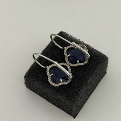 Dyadema Designer 925 Sterling Silver Blue Stone Clover Leverback Dangle Earrings