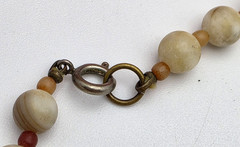 Cream Banded Agate Beaded Necklace 24 In Natural Stone 6.7mm Minimalist