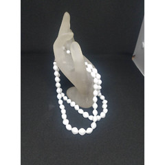 Vintage Hong Kong multi strand necklace white double strand acrylic bead