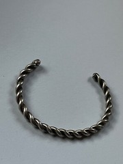 Vintage Twist Nonmagnetic Silver Cuff Bangle Bracelet – 2.25 inches in diameter