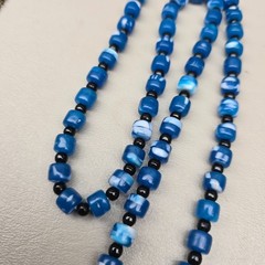 Boho Beaded Necklace Lot Paper Bead Blue Glass Charm Dangle Long Layered 3pc