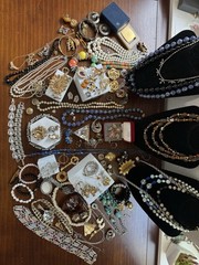 Antique Vtg to Now Rhinestone Costume Jewelry Lot 96+ Pcs Vendome Germany Silver