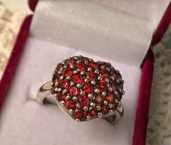 Rare Estate Vintage Ring Sterling Silver 925 Natural Czech Garnet Stone Size 6.5