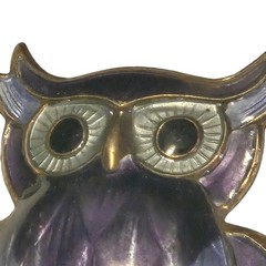 David Andersen Norway Gold/Sterling Silver Purple Guilloche Enamel Brooch OWL