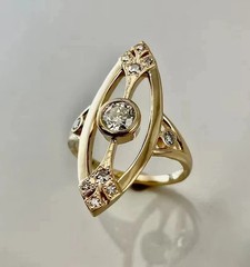 Vintage Art Deco Style Lab-Grown Diamond Engagement Ring in 14K Yellow Gold FN