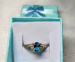 Vintage Sterling Silver London Blue Topaz Adjustable Ring Collectible Unique