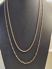 Vintage Monet Necklace Lot Of 2 Gold Tone Diamond Shaped Link And Rope Chain