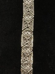 Vintage Silver tone Onyx & Clear Cubic Zirconia X Design Tennis Bracelet 7″