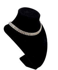 TRUE ART DECO GREAT GATSBY CRYSTAL PASTE CHOKER 14″ RHODIUM PLT ANTIQUE NECKLACE