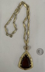 Vintage EDLEE TOPAZ GLASS Statement Piece Necklace Pendant 1949-1960’s SIGNED