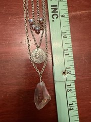 Multi Strand Sliver Tone Necklace Sparkly Glamorous Vintage