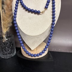 Vintage Trifari Signed Blue Beaded Necklace | Long 36 In Acrylic | MCM
