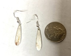 Vintage Lime Green enamel on Silver Teardrop Dangle Pierced Earrings- 1″ long