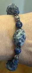 Vintage JTV sodalite Gemstone pewter beaded bracelet size average 7