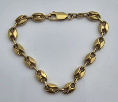 14K Yellow Gold Mariner Anchor Link Charm Bracelet Italy 6 3/4 inch Italian