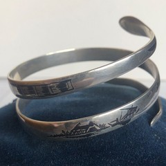 Art Deco Sterling Niello Snake Cuff / Bracelet Egyptian Revival 1930 42 Gram