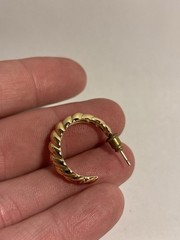 vintage Twisted Loop EARRINGS Gold Tone stud back