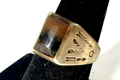 Vtg Sterling Silver SOUTHWESTERN Harvey Old Pawn Agate Ring Lot ~ Sz 7.5