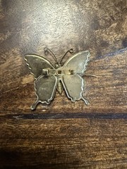 Set of 5 Vintage Gold Tone Multicolor Glitter Butterfly Pins Circa 1970s-1980s