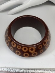 Kjl Vintage Massive Lucite Brown Polka Dot Designer Bangle Bracelet