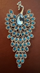 Elegant blue color Peacock Brooch Pin Rhinestone Bird Jewelry Gift – P-1003