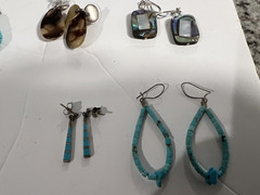 EIGHT PAIRS VINTAGE ESTATE EARRINGS STERLING SILVER TURQUOISE SOUTHWEST NATIVE