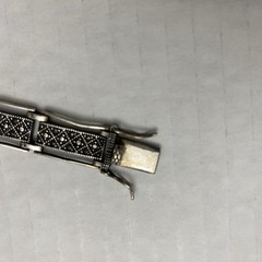 Sterling Silver Marcasite Panel Link Bracelet 925 Vintage 7 7/8 inch 21.5g