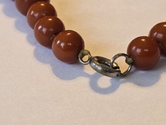 Antique BAKELITE NECKLACE Tapered Beads w RARE MATCHING EARINGS 3 pc Red Orange