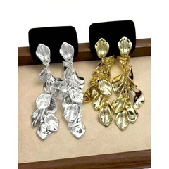 Gold Tone Abstract Sculptural Dangle Earrings Statement Modern Art Jewelry