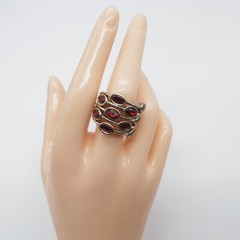 Vintage Red Statement Ring Size 7 to 8.5 Expandable Gold Tone