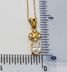 DaneCraft 24KT Gold Over 925 Sterling Silver CZ Drop Necklace 18”