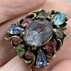 Hollycraft COPR 1950 Pastel Rhinestone Brooch Vintage Jewelry