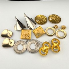 Vintage Enamel Retro 80s 90s Earring Lot Pierced Gold Tone Silver Tone