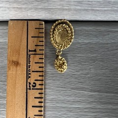 Vintage Earrings Fashion Jewelry Retro Peach Swirl Costume Stud Dangle Oval Used