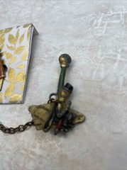 Vintage Antique In The Dog House Chatelaine Chain Man Under Lamp Pin Brooch