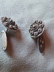 Antique Dutch Zeeuwse Knoop Cufflinks- 835 Silver Filigree Zeeland Button Sword