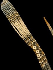 Vtg Beaded Multi Strands Necklace Boho Floral Ethnic Tribal Golden Silver Beads